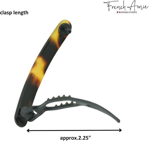 French Amie Rounded Oblong Small 2.5" Cellulose No Metal Set of 2 French Hair Slides Clips for Women Tige Boule Clasp Handmade Girls Side Slide-in Barrette Clip Paris Hair Accessories for Women Strong Hold No Slip Grip Fashion Durable and Styling, Made in in Saudi Arabia