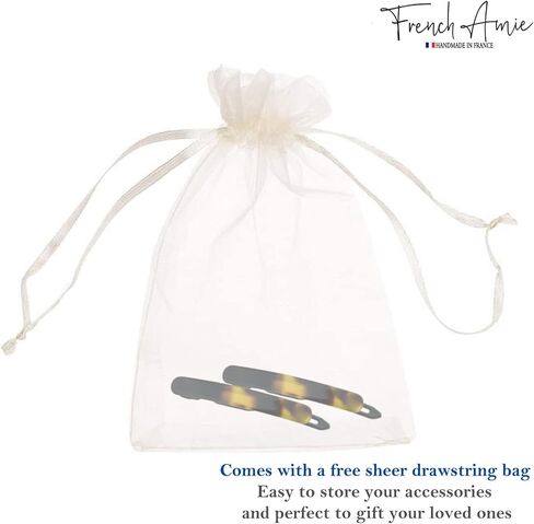 French Amie Rounded Oblong Small 2.5" Cellulose No Metal Set of 2 French Hair Slides Clips for Women Tige Boule Clasp Handmade Girls Side Slide-in Barrette Clip Paris Hair Accessories for Women Strong Hold No Slip Grip Fashion Durable and Styling, Made in in Saudi Arabia