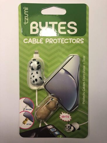 Tzumi Bytes Cable Protectors for iPhone/iPad USB Cable, Cute Animals Charging Cable Saver, Phone Accessory Protect USB Charger (Dalmatian and Sheep) in Saudi Arabia