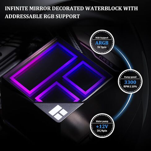 Thermalright Frozen Infinity 360 Black CPU Water Cooler، 360 Aio CPU Cooler، Triple TL-M12 PWM Fans، Infinity Mirror CPU Cooler، for AMD/AM4/AM5، Intel LGA1851/1700/1150/1151/2011 in Saudi Arabia