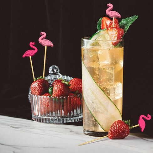 150 PCS Cocktail Picks Cute Flamingo Handmade Sticks Wooden Fruit Toothpicks Party Decorations Appetizer Skewers for Valentine's Day in Saudi Arabia