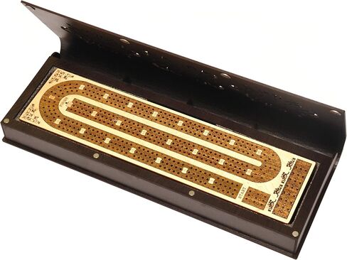 PALM ROYAL HANDICRAFTS 3 Track Continuous Wooden Cribbage Board of (120 House) Inlaid in Teak and Maple Wood Stylish Storage Box Available in Saudi Arabia