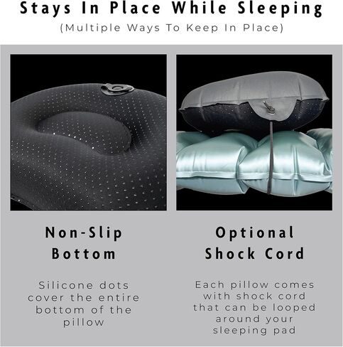 2 oz Ultralight Backpacking Pillow- Compact, Adjustable, Soft, Nonslip, Inflatable Camping Pillow Charcoal, Elevated (for Side Sleepers) in Saudi Arabia