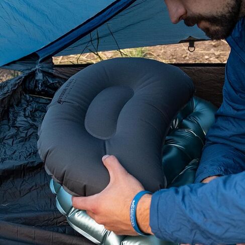 2 oz Ultralight Backpacking Pillow- Compact, Adjustable, Soft, Nonslip, Inflatable Camping Pillow Charcoal, Elevated (for Side Sleepers) in Saudi Arabia