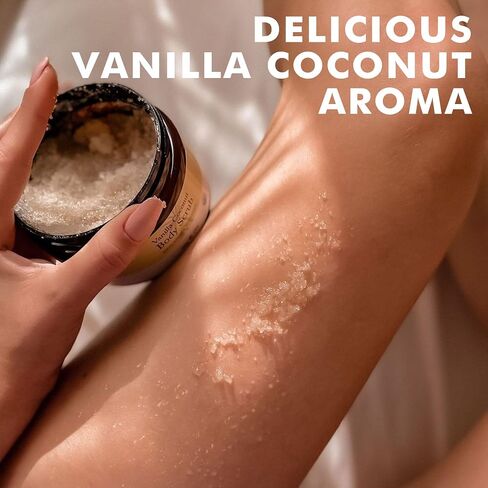 Organic Vanilla Coconut Sugar Scrub for Body Polish, Exfoliating Body Scrub Exfoliator & Foot Scrub, Body Exfoliator for Women Exfoliation, Sugar Scrubs for Women & Men in Kuwait