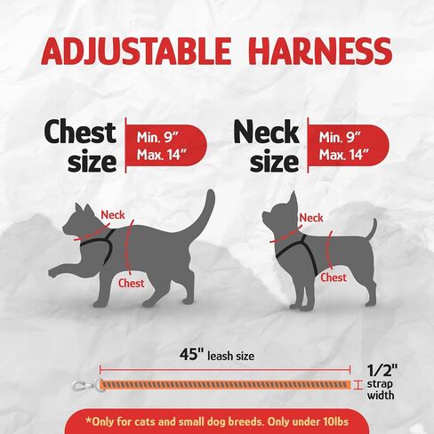 Cat Harness and Leash Set with Reflective Strip, Cat Harness Escape Proof w/Cat Leash, Step-in Adjustable Travel Harness for Cats, Indoor Outdoor Cat Harness, Easy-to-Put-On Kitten Harness in Saudi Arabia