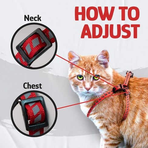 Cat Harness and Leash Set with Reflective Strip, Cat Harness Escape Proof w/Cat Leash, Step-in Adjustable Travel Harness for Cats, Indoor Outdoor Cat Harness, Easy-to-Put-On Kitten Harness in Saudi Arabia