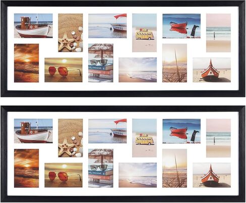 HORLIMER 8x24 Collage Picture Frame Set of 2, 5 Openings Multiple Frames Display 4 by 6 Photo with Mat for Wall Hanging in Kuwait