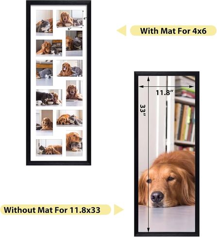 HORLIMER 8x24 Collage Picture Frame Set of 2, 5 Openings Multiple Frames Display 4 by 6 Photo with Mat for Wall Hanging in Kuwait