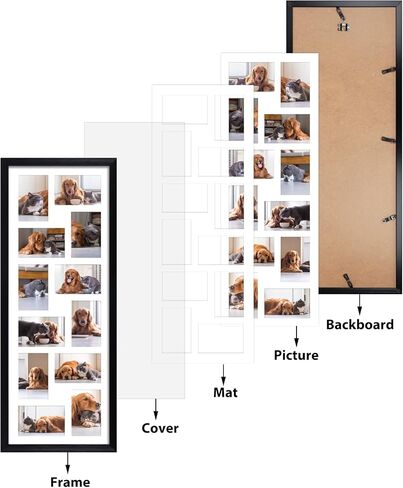 HORLIMER 8x24 Collage Picture Frame Set of 2, 5 Openings Multiple Frames Display 4 by 6 Photo with Mat for Wall Hanging in Kuwait