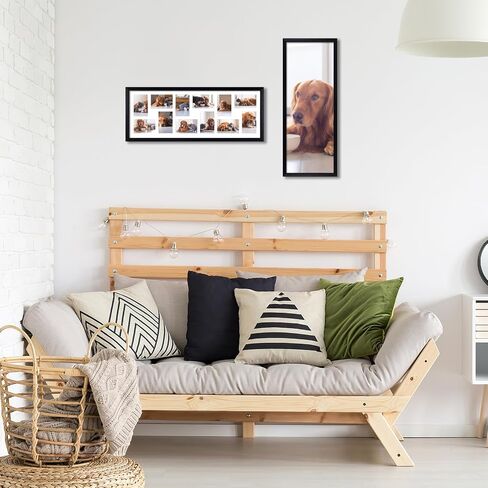 HORLIMER 8x24 Collage Picture Frame Set of 2, 5 Openings Multiple Frames Display 4 by 6 Photo with Mat for Wall Hanging in Kuwait
