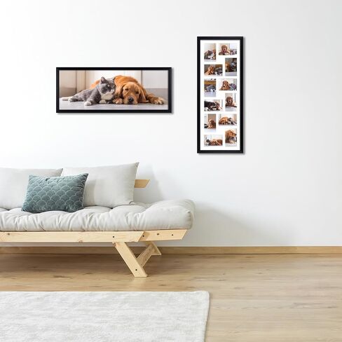 HORLIMER 8x24 Collage Picture Frame Set of 2, 5 Openings Multiple Frames Display 4 by 6 Photo with Mat for Wall Hanging in Kuwait
