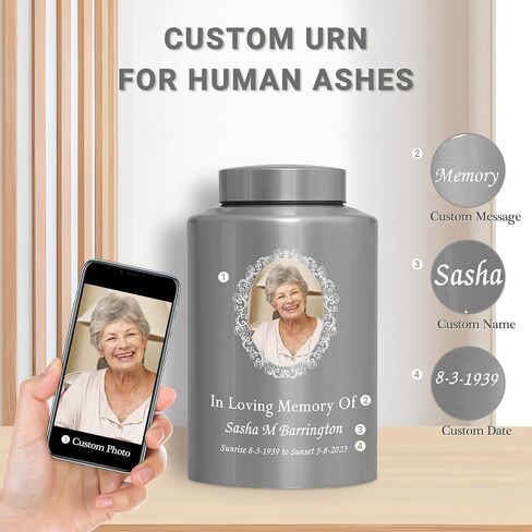 Cremation Urn for Ashes Large Urn for Human Ashes Memory Decorative Funeral Burial Urn Keepsake for Male Female Ashes with Velvet Bag up to 220 lbs Hummingbird Tree of Life Stainless Steel in Saudi Arabia
