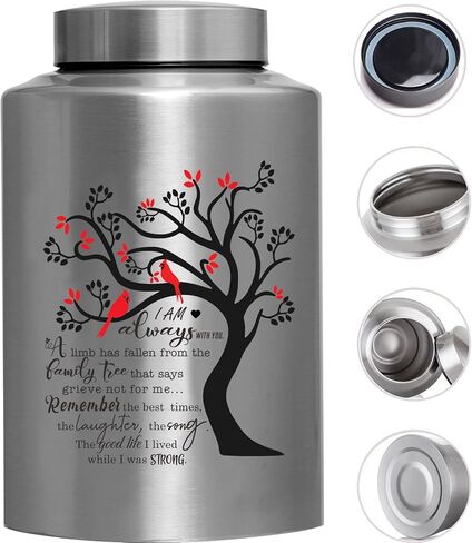 Cremation Urn for Ashes Large Urn for Human Ashes Memory Decorative Funeral Burial Urn Keepsake for Male Female Ashes with Velvet Bag up to 220 lbs Hummingbird Tree of Life Stainless Steel in Saudi Arabia