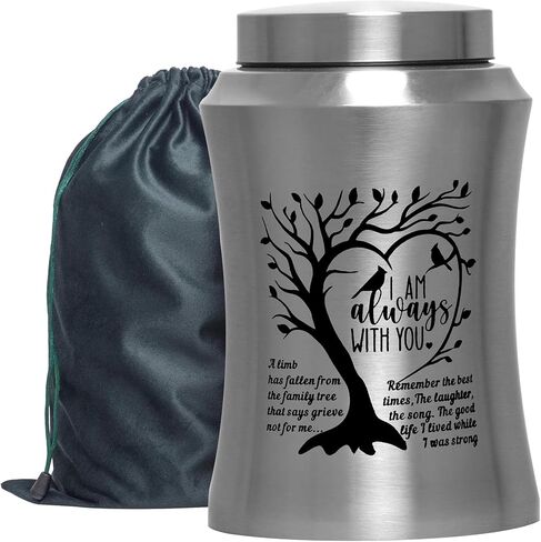 Cremation Urn for Ashes Large Urn for Human Ashes Memory Decorative Funeral Burial Urn Keepsake for Male Female Ashes with Velvet Bag up to 220 lbs Hummingbird Tree of Life Stainless Steel in Saudi Arabia