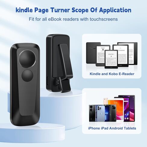 RF Kindle Remote Page Turner، Page Turner لـ Kindle Paperwhite Oasis، iPhone، iPad، Android Ebook Page Turn، جهاز التحكم عن بعد لتسجيل فيديو الكاميرا (أسود) in Saudi Arabia