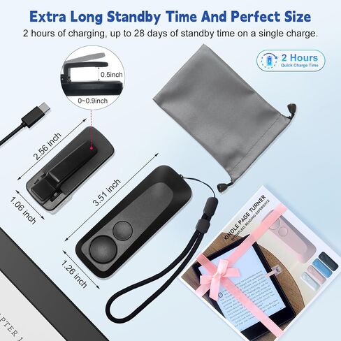 RF Kindle Remote Page Turner، Page Turner لـ Kindle Paperwhite Oasis، iPhone، iPad، Android Ebook Page Turn، جهاز التحكم عن بعد لتسجيل فيديو الكاميرا (أسود) in Saudi Arabia