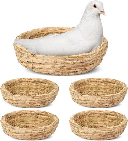 4 Pcs Bird Nest Handmade Woven Flat Base Bird Nest Breeding Nest Small Animal Bed House Bird Cage Accessories for Dove Pigeon Parrot Budgie Parakeet Cockatiel Hamster Gerbil Pig (8.66 Inch) in Saudi Arabia