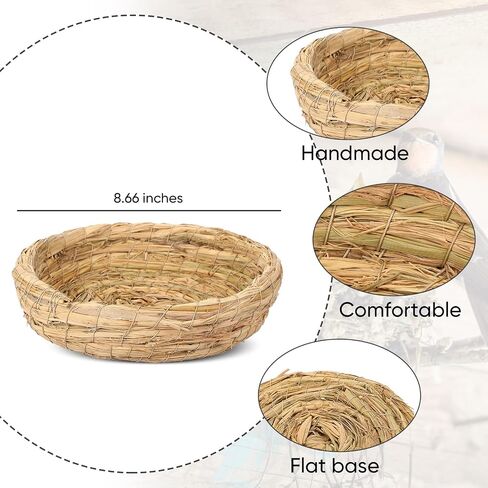 4 Pcs Bird Nest Handmade Woven Flat Base Bird Nest Breeding Nest Small Animal Bed House Bird Cage Accessories for Dove Pigeon Parrot Budgie Parakeet Cockatiel Hamster Gerbil Pig (8.66 Inch) in Saudi Arabia