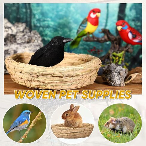 4 Pcs Bird Nest Handmade Woven Flat Base Bird Nest Breeding Nest Small Animal Bed House Bird Cage Accessories for Dove Pigeon Parrot Budgie Parakeet Cockatiel Hamster Gerbil Pig (8.66 Inch) in Saudi Arabia
