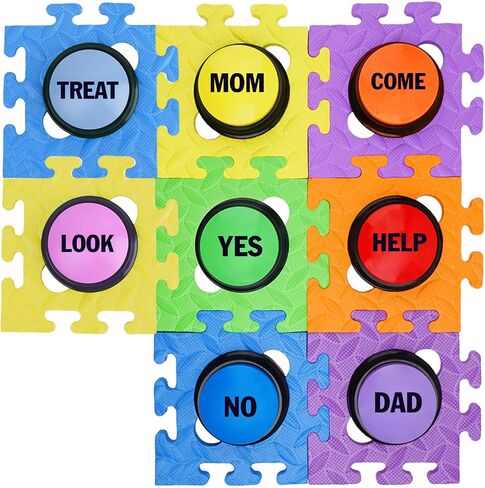 8pcs Dog Buttons Talk - Dog Voice Recording Talking Buttons for Communication and Training with Colorful Anti-Slip mat and 25 Scene Stickers in Saudi Arabia