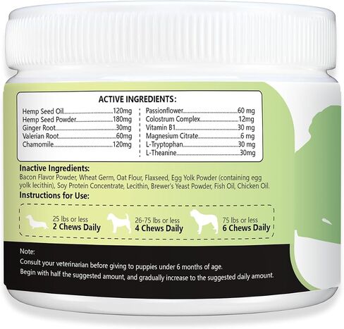 Tekola Dog Calming Chews Bacon Flavor Calming Chews for Dogs Anxiety Relief Aid with Separation, Barking, and Sleeping, Promote Relaxation, Reduce Stress Natural Ingredients in Saudi Arabia