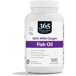 365 by Whole Foods Market, Supplements - EFAs, Fish Oil (100% Wild Caught), 100 Count