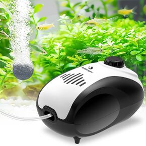 Aquarium Air Pump, 4W 55GPH Oxygen Pump Fish Tank Air Pump for Fish Tank up to 76 Gallon Adjustable Ultra Quiet Fish Tank Aerator Air Bubbler with Air Stone/Tubing/Check Valve