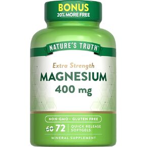 Nature's Truth Magnesium 400Mg Softgel, 72 Count, Clear