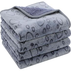 Reginary 4 Pcs Waterproof Guinea Pig Blankets Washable Small Animal Fleece Bedding Absorbent Guinea Pig Cage Liners Reusable Pet Pee Pad Sleep Mat for Hamster Ferret(Adorable Paw,24 x 16 Inch)