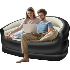Double Inflatable Couch for Camping and Home - Camping Portable Air Lounger Air Sofa Mattress for Adults (No Pump Included