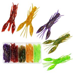 30PCS Saltwater Fishing Lures Shrimp Baits Set,5 Colors Artificial Soft Fishing Plastic Shrimp,Crawfish Lures/Bait for Freshwater Saltwater Bass Trout Catfish Salmon Tackle,Fishing Gear Gifts for Men