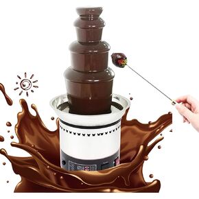 INTBUYING 110V 4 Tier Electric Chocolate Fondue Fountain Machine for Wedding Company Birthday Party, Stainless Steel Chocolate Fountain Machine with 6.6 lb (3 KG) Capacity