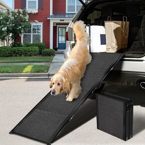 63"L*17.3"W Dog Ramp for Car Truck SUV, Portable Folding Pet Ramps for Small Medium Large Dogs and Cats, Lightweight Aluminum Frame, Supports up to 155 Lbs