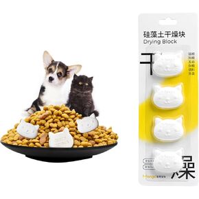 MANON ROSA Moisture Absorbers for Pet Food Storage: Food-Safe Diatomaceous Earth Drying Blocks, Washable & Reusable Humidity Absorber Cat Dog Small Animal Food Drying and Moisture Control (4PCS)