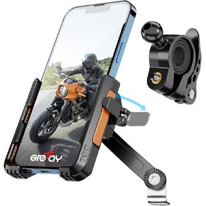 Motorcycle Phone Holder Handlebar Mount Motorbike Phone Holder Rearview Mirror【2 Connection Methods+1S Quick Disassembly】 with ​360 Rotate for 4.0-7.0 inch smartphone