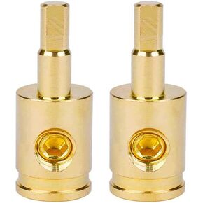 0 Gauge Wire Reducer Amp Input Reducer 0GA Automotive Wire Terminals for Car Audio Amplifier Amp Installation,Brass with Nickel Plated,2Pcs (Silver)