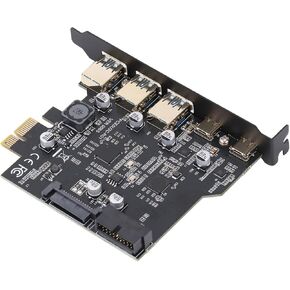 PCIe to USB 3.2 Gen 2 Adapter Card, 20Gbps 3xUSB A 2xUSB C 5 Port PCI Express Expansion Card for Windows for Linux for OS X PC
