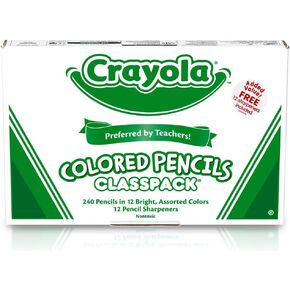 Crayola Colored Pencils, Bulk Classpack, Classroom Supplies, 12 Colors may vary, 240 Count, Standard
