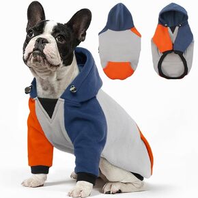 BRKURLEG Dog Hoodie Winter Puppy Hoodie Dog Sweatshirts with Pockets Warm Dog Clothes for Small Medium Dogs Girl Boy, French Bulldog Clothes Dog Sweater Shirt Hoodies with Pocket(BlueOrange, S)