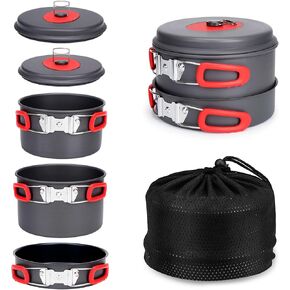 Alocs Camping Essentials Camping Cooking Set, Portable Camping Cookware for Family Cooking Outside, Camp Kitchen for Hiking,Climbing and Traveling.