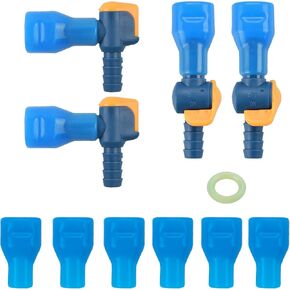 11PCS Bite Valve Replacement Nozzle, 2 Straight & 2 Angled Hose Connector & 1 Tube O-Ring, 6 Mouthpiece Replacement for Hydration Bladder Backpack Reservoir.