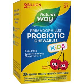 Nature's Way Primadophilus Kids 3 Billion CFU, 30 Cherry Flavored Chews, for Kids Ages 2-12, Pack of 2