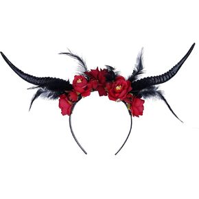 Devil Antelope Horns Headband Handmade Gothic Demon Goat Ram Horn Headdress Women Cosplay Halloween Photo Props
