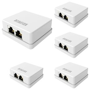 Shielded Network Surface Mount Box Compatible with UTP Cat6/Cat5e/Cat5 Stranded or Solid Network Cables (2 Port Blank)