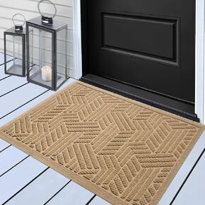Sturdy Front Door Mat, Absorbent Dirt Trapping Welcome Door Mats Outdoor Indoor, Non-Slip Entry Mat, Stain and Fade Resistant, Low Profile Doormat for Entryway, 29×17, Beige