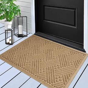 Sturdy Front Door Mat, Absorbent Non Slip Welcome Door Mat Indoor Outdoor, Dirt Trapper Doormat, Stain and Fade Resistant, Low Profile Entry Mat for Entryway, 29×17, Beige