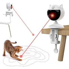 Potaroma Smart Sensor Cat Laser Toys Interactive, Motion Activated Truly Random Trjajectory, Clamp Design, Automatic Chargeable Kitten Toy Indoor Exercise, Cream White