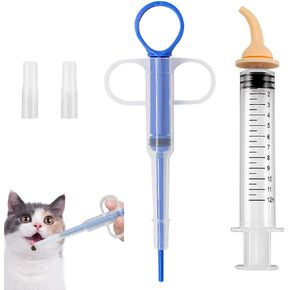 Pet Medical Feeding Dispenser Tool Set - Pet Feeding Nipple Syringe for Kitten Puppy and Bunny, Cat Pill Sh-ooter Pet Piller Guns, Silicone Feeding Pacifier for Wildlife Small Animals