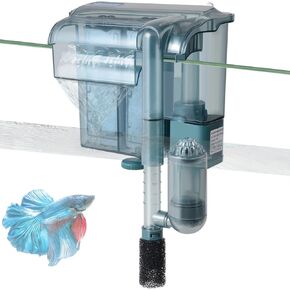 FEDOUR 95GPH Aquarium Hang on Filter, Ultra Quiet Fish Tank Filter, 3W Adjustable External Aquarium Filter, for 1-30Gallon Tank (M- 1 Filter Cartridge)